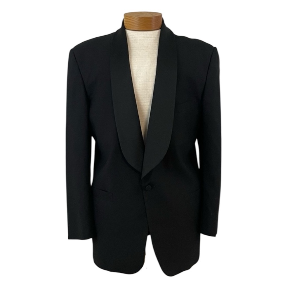 90s Brooks Brothers 346 Classic Black Tuxedo Blazer Men's 43L 100% Wool Preppy
